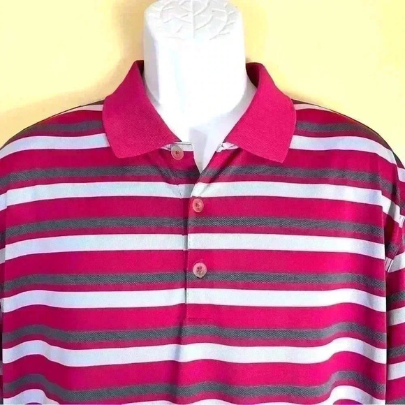 Nike Men's Dri Fit Tech Core Stripe, Ultra 2.0 Golf Polo Pink/White Size XL - Picture 3 of 13